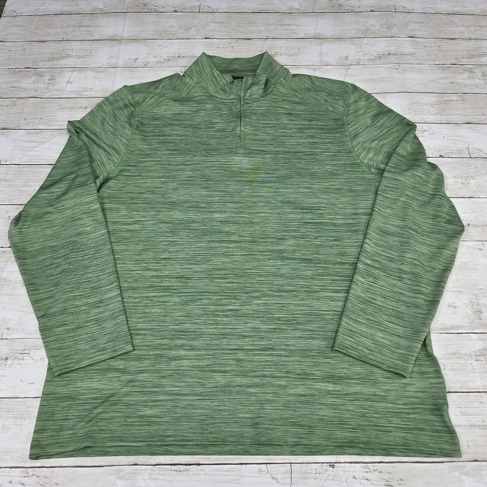 Jos. A. Bank Pullover Mens L Green Traveler Tailored Fit Quarter Zip Heathered